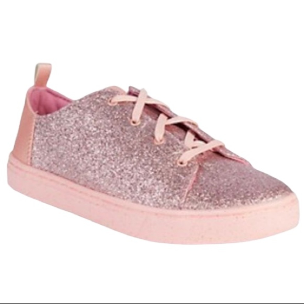 Toms Pink Girl’s Lenny Metallic Glitter Sneaker Size 6Y